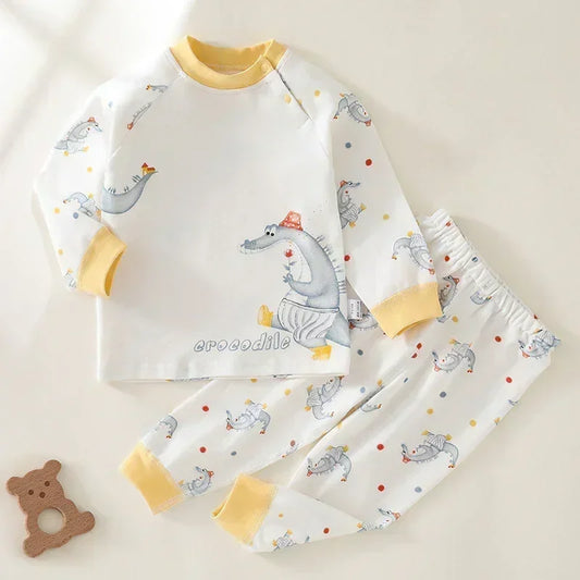 100% Cotton Long Sleeve Top & Pants Set - Cute Alligator - Organic Cotton Clubs