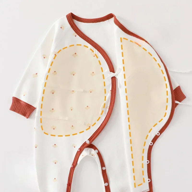 Cotton Long Sleeve Kimono Romper - Yellow Cat - Organic Cotton Clubs