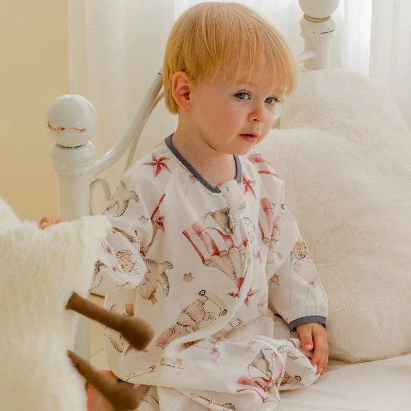 Organic Cotton Muslin Long Sleeve Sleepsuit Summer - Deer - Organic Cotton Clubs
