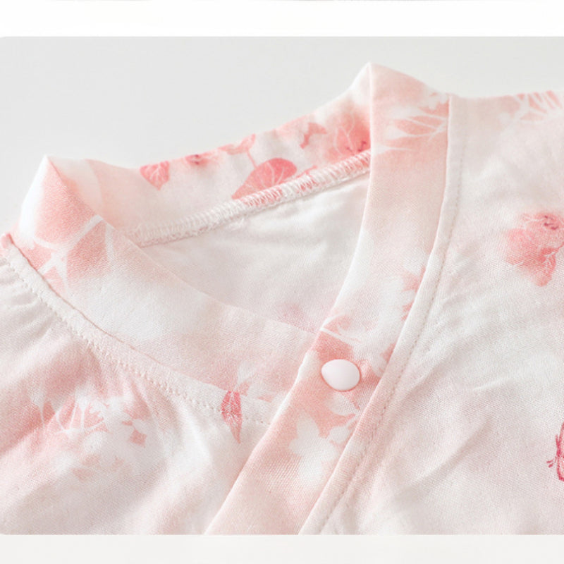 Cotton & Bamboo Muslin Short Sleeve Bodysuit - Green Leaves - Organic Cotton Clubs