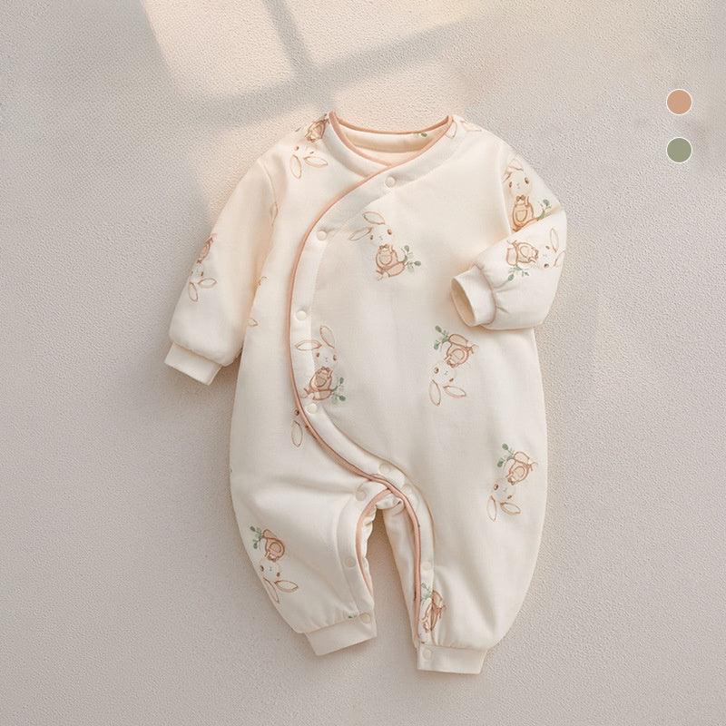 100% Cotton Extra Warm Long Sleeve Quilted Romper - Cute Bunny - Organic Cotton Clubs