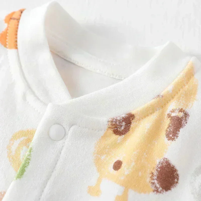 100% Cotton Snap-Up Long Sleeve Romper - Leopard - Organic Cotton Clubs