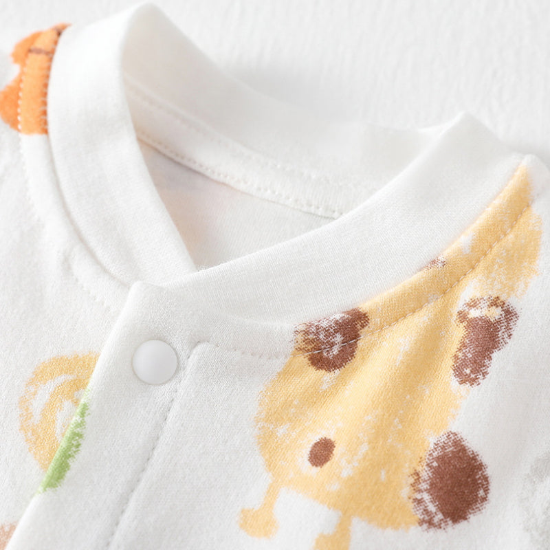 100% Cotton Snap-Up Long Sleeve Romper - Park - Organic Cotton Clubs
