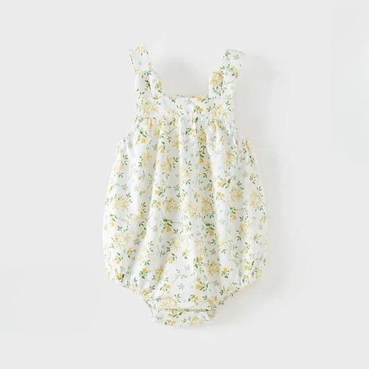 100% Cotton Sleeveless Bodysuit - Green Bunny Garden - Organic Cotton Clubs