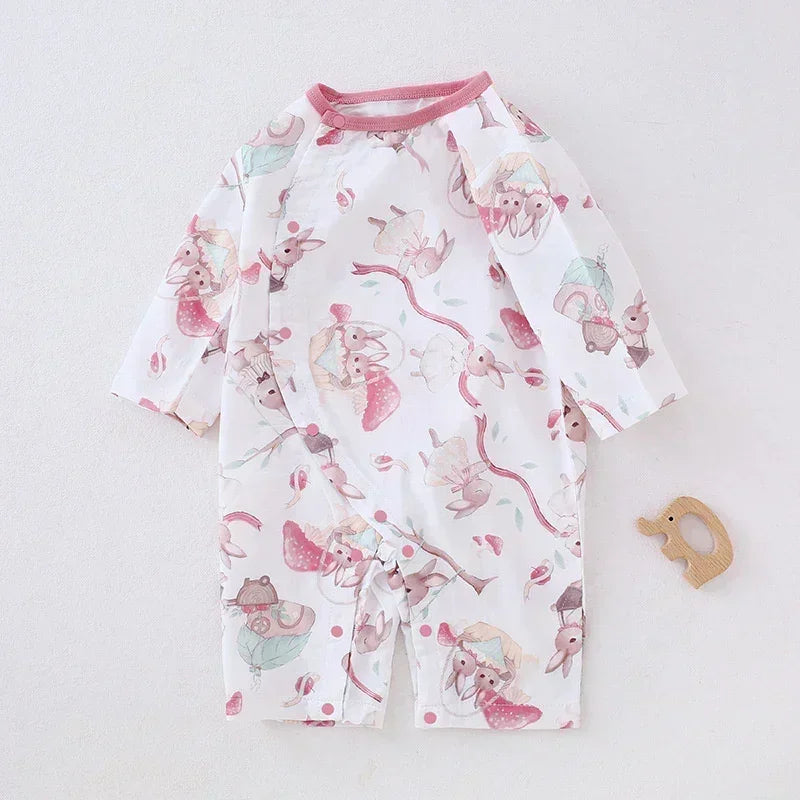 Cotton & Bamboo Muslin Long Sleeve Romper - Panda - Organic Cotton Clubs