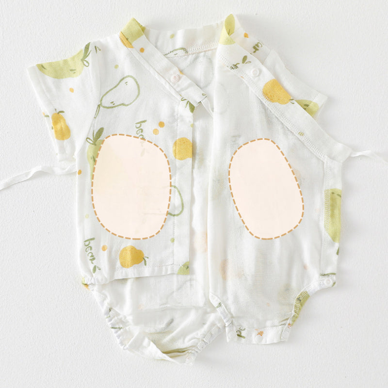 Cotton & Bamboo Muslin Long Sleeve Bodysuit - Sweet Pear - Organic Cotton Clubs