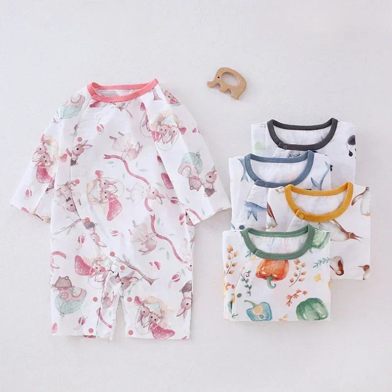 Cotton & Bamboo Muslin Long Sleeve Romper - Panda - Organic Cotton Clubs