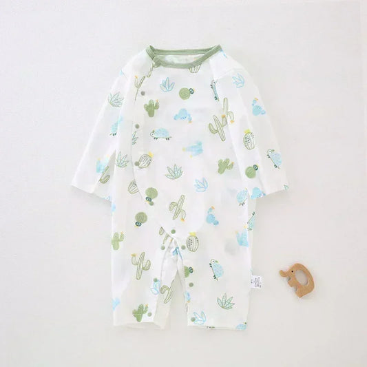Cotton & Bamboo Muslin Long Sleeve Romper - Cute Whale - Organic Cotton Clubs