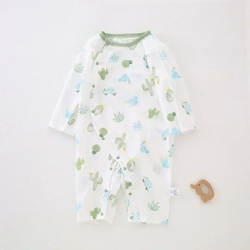Cotton & Bamboo Muslin Long Sleeve Romper - Cute Whale - Organic Cotton Clubs