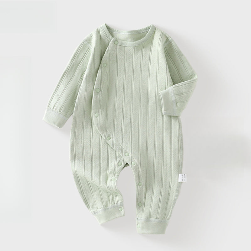 100% Cotton Long Sleeve Side-Snap Romper - Brown - Organic Cotton Clubs