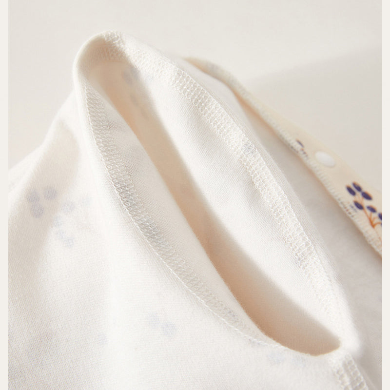 100% Cotton Long Sleeve Snap-Up Romper - Fruits & Leaves - Organic Cotton Clubs