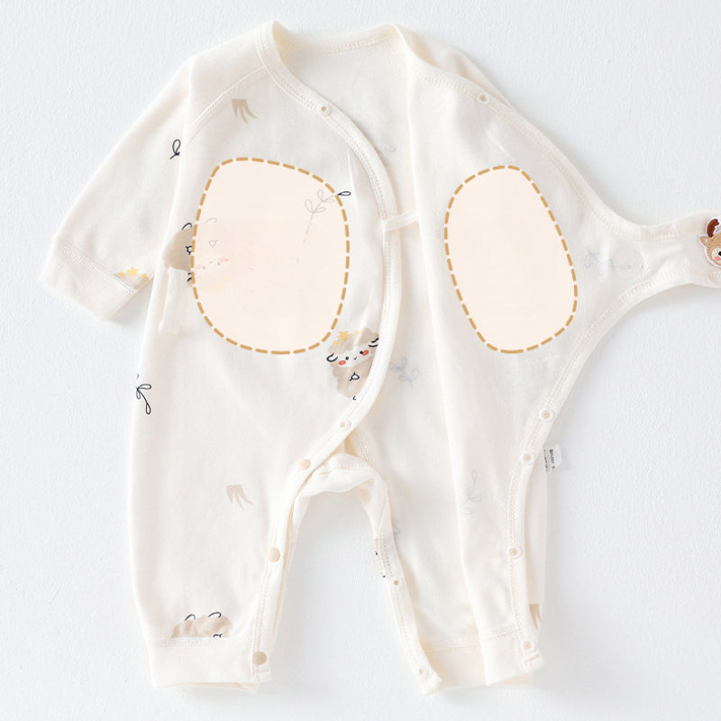 100% Cotton Long Sleeve Romper with Velcro Closure - Sheep - Organic Cotton Clubs