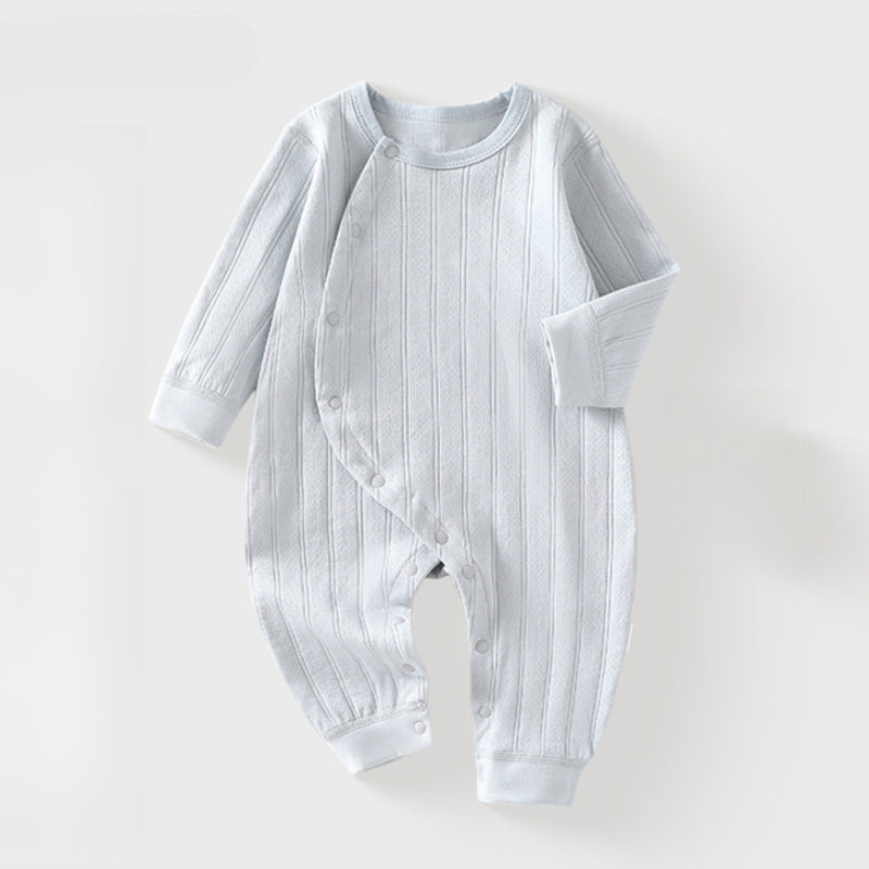 100% Cotton Long Sleeve Side-Snap Romper - Brown - Organic Cotton Clubs