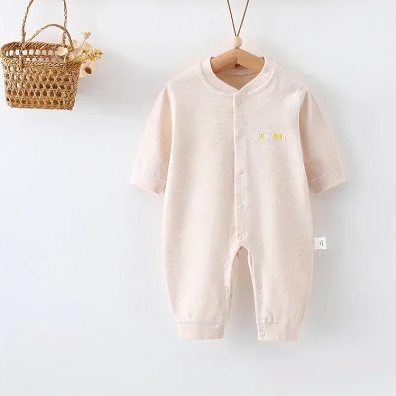 Cotton Snap-Up Long Sleeve Romper - Gray - Organic Cotton Clubs