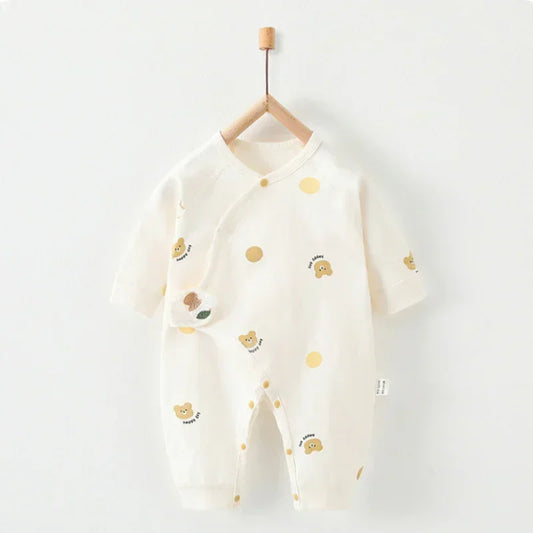100% Cotton Long Sleeve Romper with Velcro Closure - Sheep - Organic Cotton Clubs