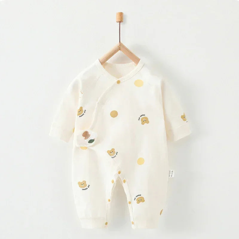 100% Cotton Long Sleeve Romper with Velcro Closure - Sheep - Organic Cotton Clubs