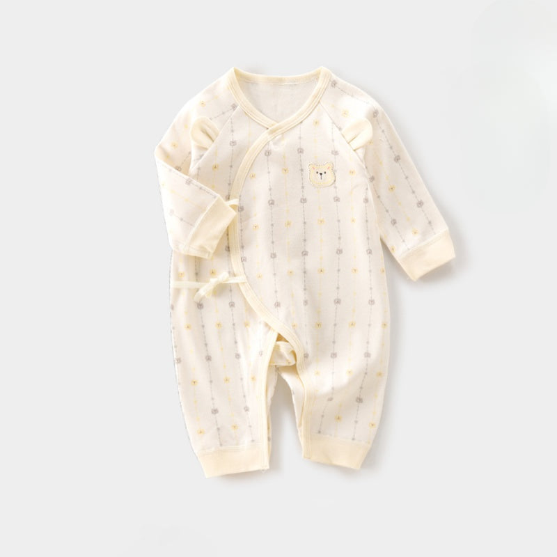 100% Cotton Long Sleeve Romper - Light Brown Bear - Organic Cotton Clubs