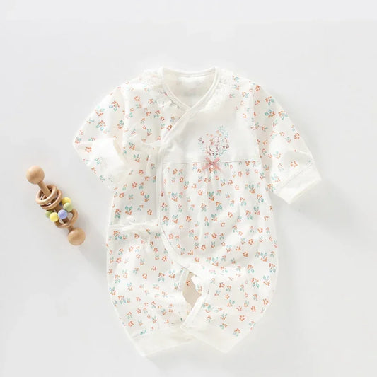 100% Cotton Long Sleeve Wrap Romper - Floral - Organic Cotton Clubs