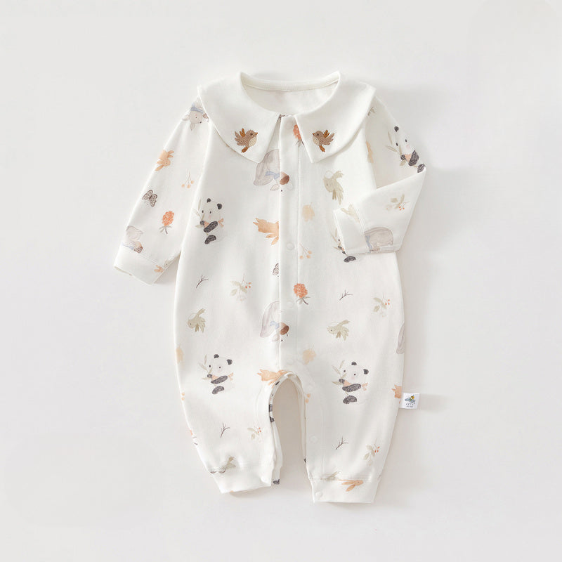 100% Cotton Long Sleeve Snap-Up Romper - Country House - Organic Cotton Clubs