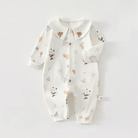 100% Cotton Long Sleeve Snap-Up Romper - Country House - Organic Cotton Clubs