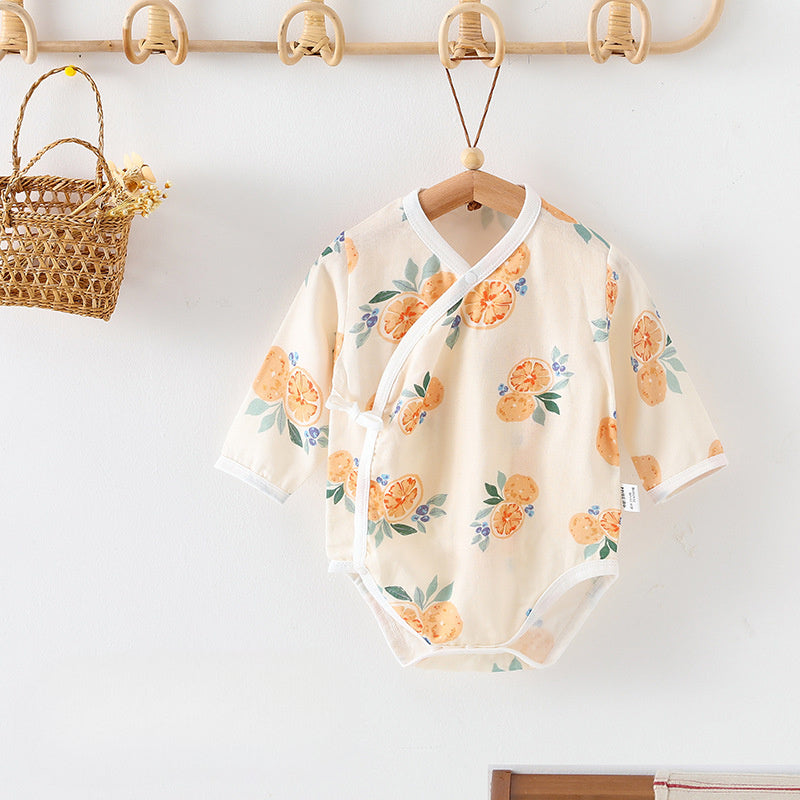 Cotton & Bamboo Muslin Long Sleeve Bodysuit - Sweet Pear - Organic Cotton Clubs