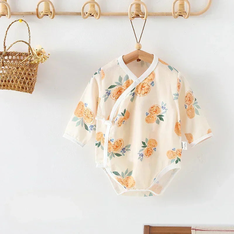 Cotton & Bamboo Muslin Long Sleeve Bodysuit - Sweet Pear - Organic Cotton Clubs