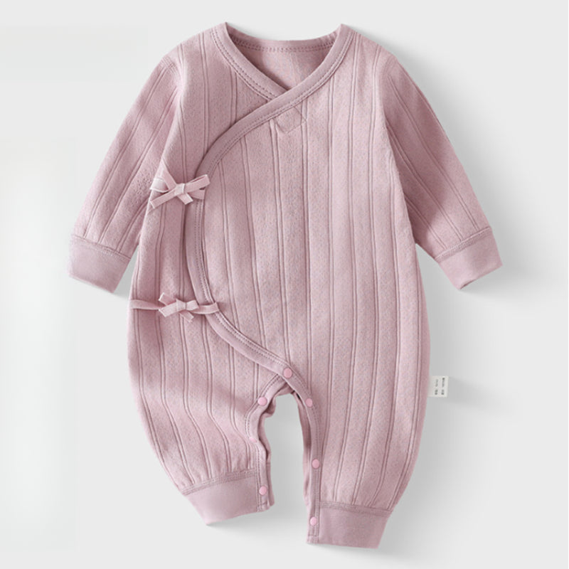 100% Cotton Long Sleeve Kimono Romper - Brown - Organic Cotton Clubs