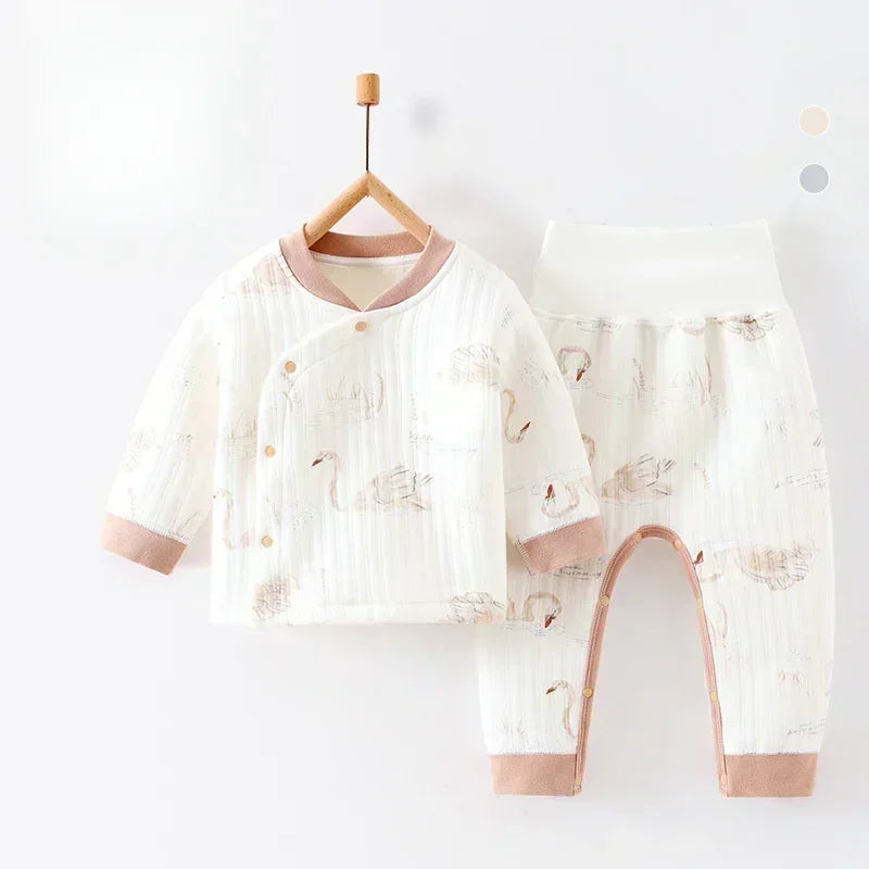 100% Cotton Warm Long Sleeve Long Sleeve Top & Pants Set- Pear - Organic Cotton Clubs