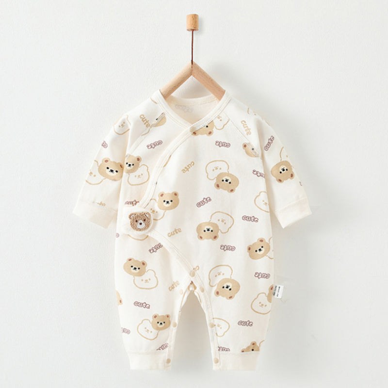 100% Cotton Long Sleeve Romper with Velcro Closure - Sheep - Organic Cotton Clubs