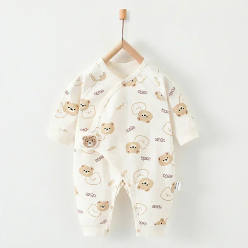 100% Cotton Long Sleeve Romper with Velcro Closure - Sheep - Organic Cotton Clubs
