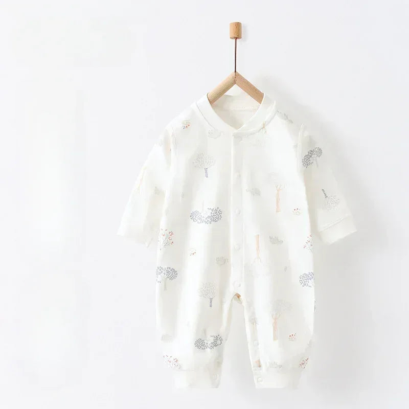 100% Cotton Snap-Up Long Sleeve Romper - Park - Organic Cotton Clubs