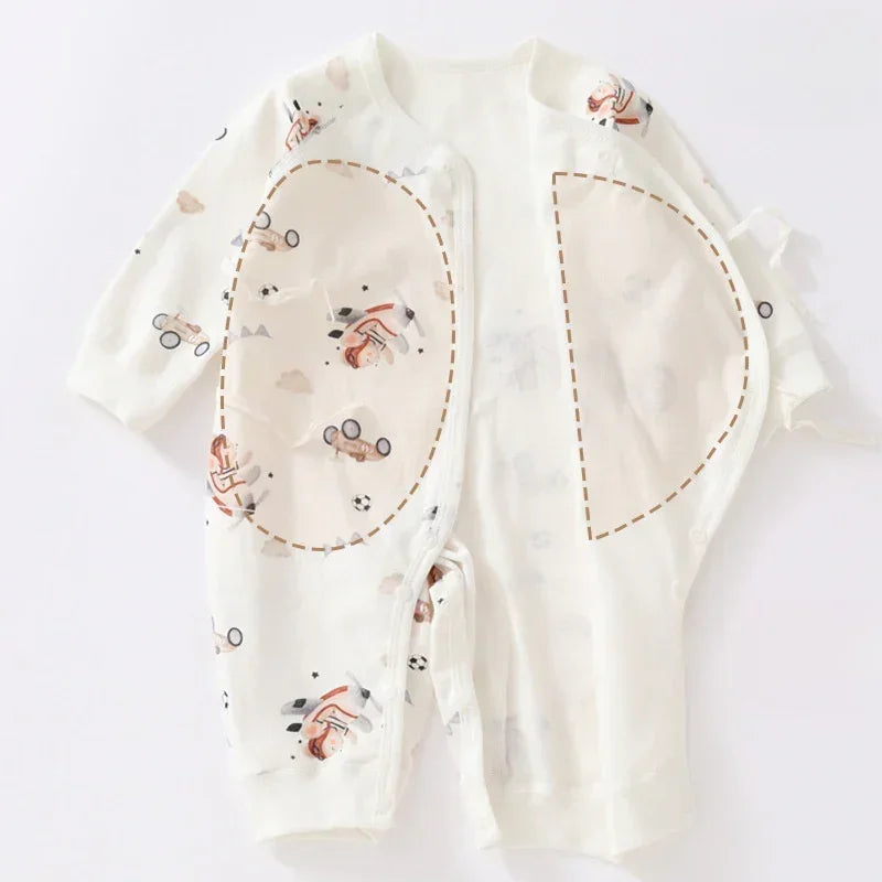 100% Cotton Long Sleeve Romper with Bib - Bunny with Bicycle - Organic Cotton Clubs