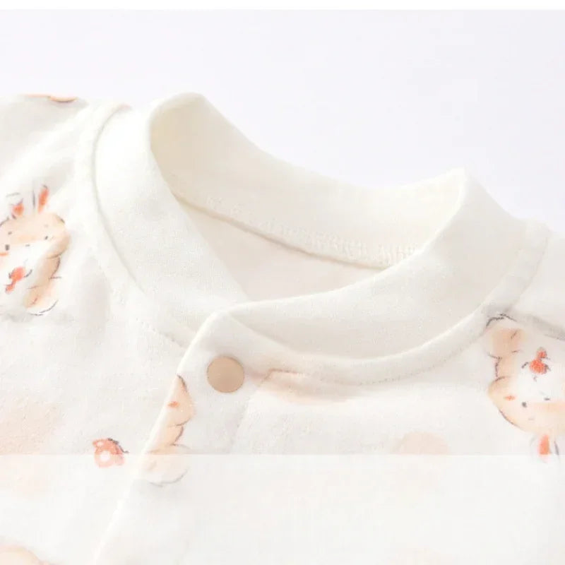 100% Cotton Long Sleeve Romper with Bib - Bunny with Bicycle - Organic Cotton Clubs