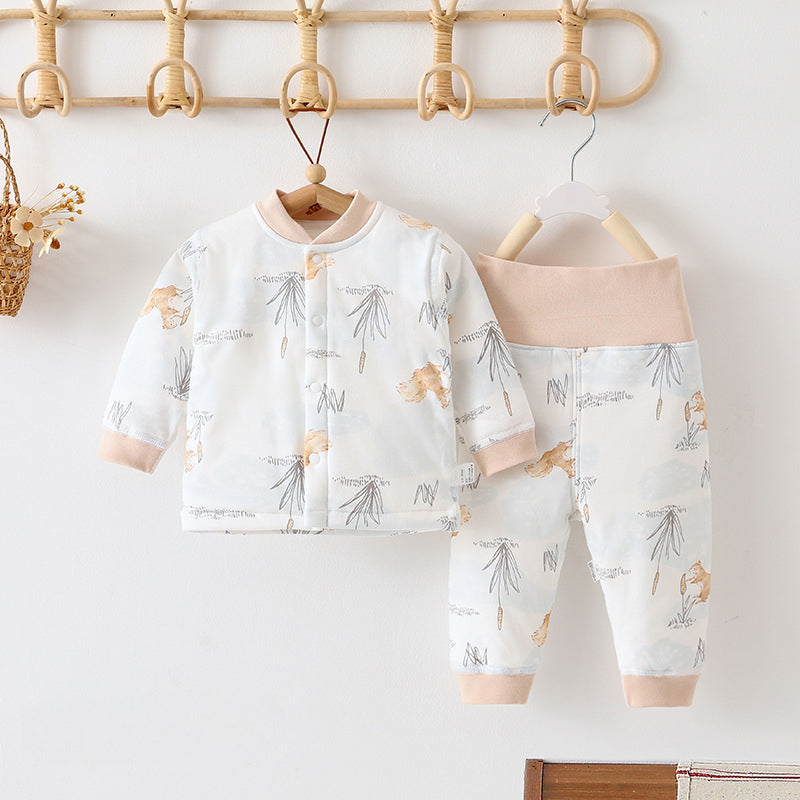 100% Cotton Long Sleeve Quilted Top & Pants Set- Cotton Flowers - Organic Cotton Clubs
