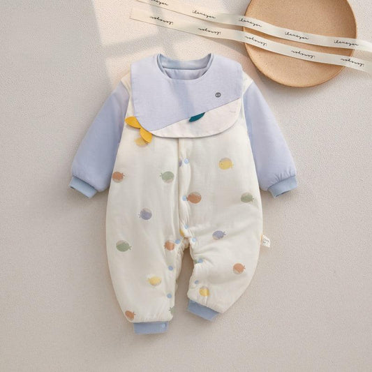 100% Cotton Extra Warm Long Sleeve Quilted Romper with Bib- Pink Whale - Organic Cotton Clubs