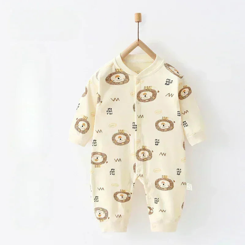 100% Cotton Snap-Up Long Sleeve Romper - Leopard - Organic Cotton Clubs