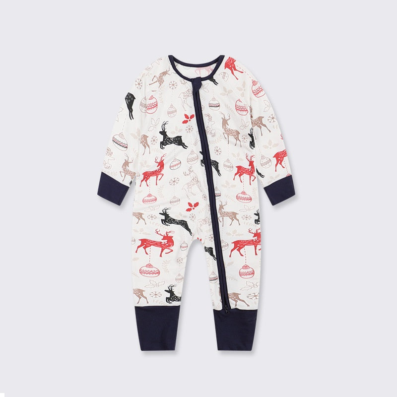 🎄Bamboo Zipper One-Piece - Snow House - Organic Cotton Clubs