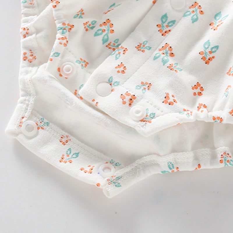 100% Cotton Long Sleeve Floral Bodysuit - Bunny Garden - Organic Cotton Clubs
