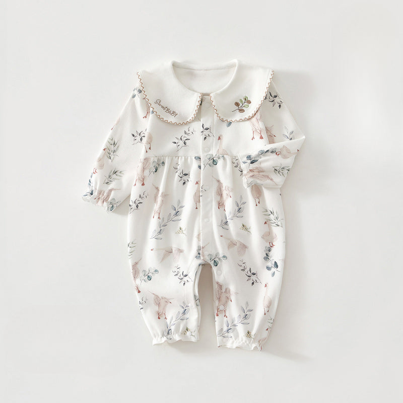 100% Cotton Long Sleeve Snap-Up Romper - Country House - Organic Cotton Clubs