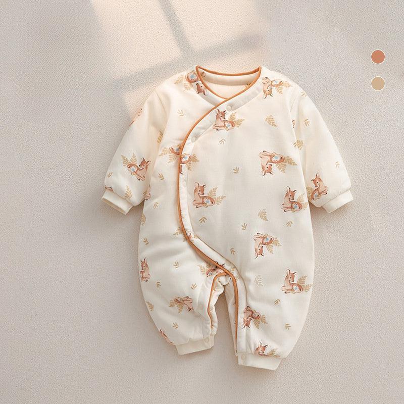 100% Cotton Extra Warm Long Sleeve Quilted Romper - Cute Bunny - Organic Cotton Clubs