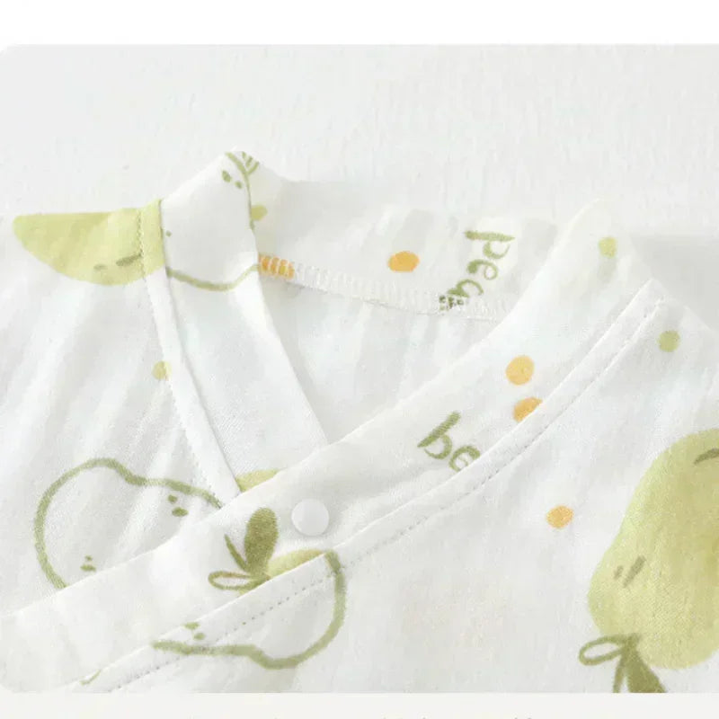 Cotton & Bamboo Muslin Short Sleeve Romper - Water Lily - Organic Cotton Clubs