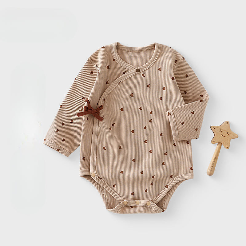 Cotton Long Sleeve Floral Bodysuit - Brown Moon - Organic Cotton Clubs