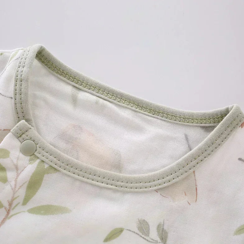 Cotton & Bamboo Muslin Short Sleeve Romper - Pear & Bunny - Organic Cotton Clubs