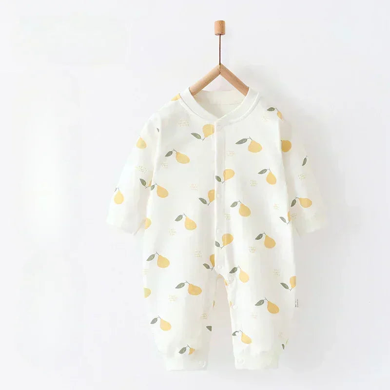 100% Cotton Snap-Up Long Sleeve Romper - Leopard - Organic Cotton Clubs