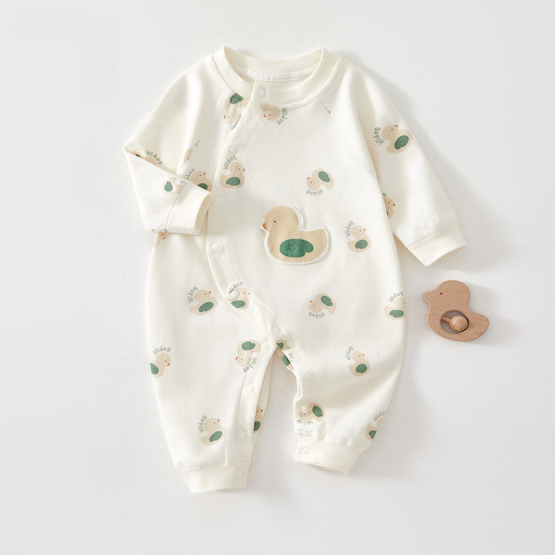 100% Cotton Long Sleeve Romper - Brown Dog - Organic Cotton Clubs