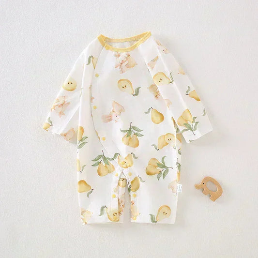 Cotton & Bamboo Muslin Long Sleeve Romper - Cute Whale - Organic Cotton Clubs