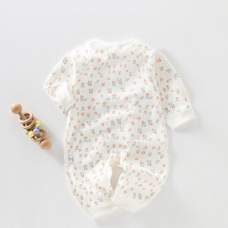 100% Cotton Long Sleeve Wrap Romper - Floral - Organic Cotton Clubs