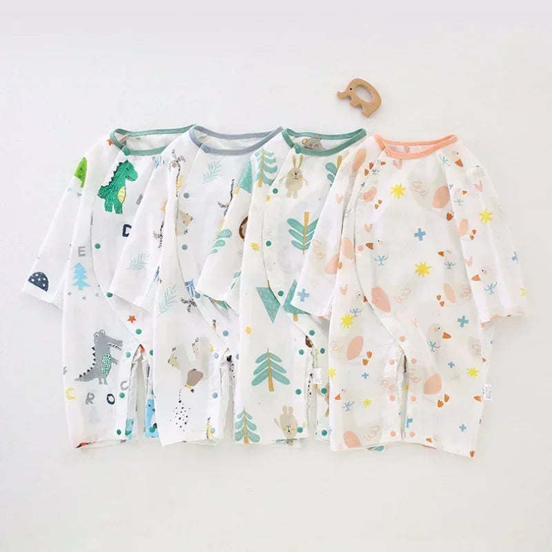 Cotton & Bamboo Muslin Long Sleeve Romper - Little Forest - Organic Cotton Clubs