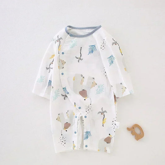 Cotton & Bamboo Muslin Long Sleeve Romper - Cute Whale - Organic Cotton Clubs