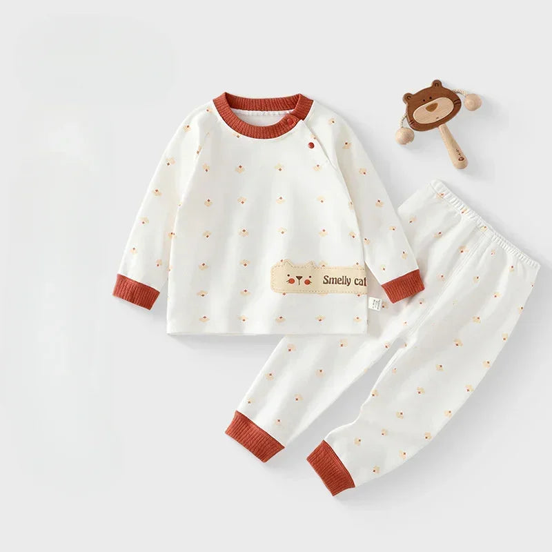 Cotton Long Sleeve Top & Pants Set - Red Cat - Organic Cotton Clubs